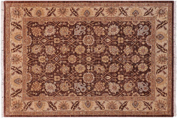 handmade Traditional Kafkaz Chobi Ziegler Brown Tan Hand Knotted RECTANGLE 100% WOOL area rug 5 x 7